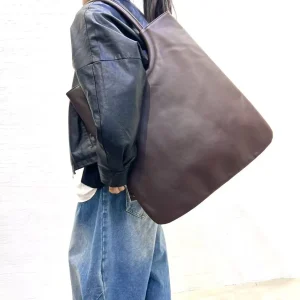 Women's Top Layer Cowhide Leather Shoulder Bag, Large Capacity Retro Minimalist Commute Handbag - AliExpress Women's Handbags