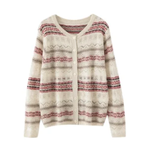 Women O-neck Cardigan Cashmere Sweater Fashion Hollow jacquard Spring Autumn Winter 100% Cashmere Knitwear Loose Knit Clothes - AliExpress Sweaters&Jumpers