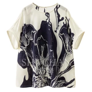Luxury Printed Silk Twill Silk Cut Short Sleeve Shirt Women 61J9 Tops Mujer Blusas Femininas Elegantes - AliExpress Shirts & Blouses