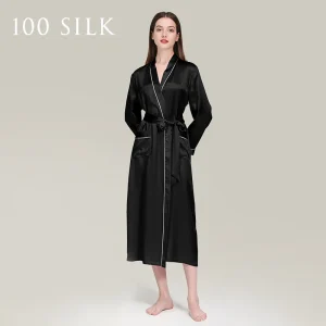 22Mm Sleepwear Luxury Home Clothes 100% Real Silk Robe Long Bathrobe Lady Kimono Gown with Pocket Peignoirs Soft Nightgown - AliExpress Women's Sleep & Lounge
