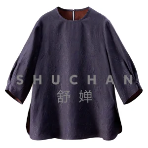 Blouse Dark Night Purple Natural Silk Crown Crepe Embossed Cashew Flower Crew Neck Seven-Sleeve Shirt Women 37L3 - AliExpress Shirts & Blouses
