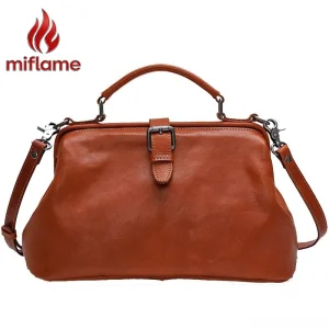 Genuine Leather Shoulder Bag for Women Vegetable Tanned Hand-Dyed Handbag with Top Handle Strap Logo-Free Quiet Luxury - AliExpress Women's Handbags