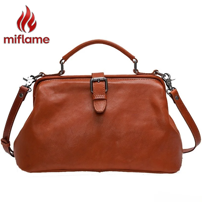 Genuine Leather Shoulder Bag for Women Vegetable Tanned Hand-Dyed Handbag with Top Handle Strap Logo-Free Quiet Luxury - AliExpress Women's Handbags