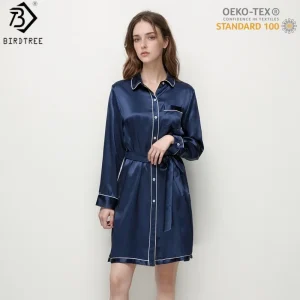 Birdtree,OEKO-TEX,16MM 100% Silk Sleep Nightgown,Full Sleeve,Women's Sexy Loose Pajama Homewear Shirt Dress,2026 New P61320JF - AliExpress Women's Sleep & Lounge