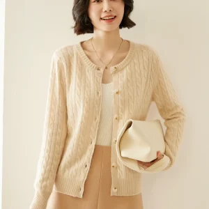 Women's temperament solid color Fried Dough Twists cashmere cardigan - AliExpress Sweaters&Jumpers