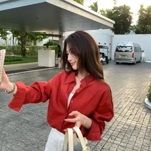Pusumede mat High nce Women's Linen Long Sve irt Casual Loose Feeling Comfortable Leisure Top - AliExpress Shirts & Blouses