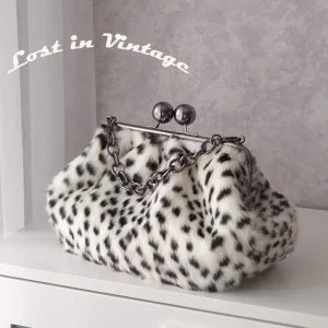 Lost In Vintage Bags Maxi Bubble Size Artficial Fur Bag Big Kiss Lock Sliver Metal Puffy Evening Clutch 35x22x12cm Handlebag - AliExpress Women's Handbags