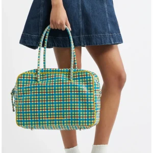 Travel Bag Plaid Pattern Unisex Square Shape Handbag with Double Straps Zipper Closure Motorcycle Style Bag for Men And Women - AliExpress Women's Handbags