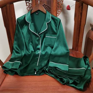 40 Momme 100% Mulberry Silk Couple Pajamas Loungewear Luxury 6A Thicken Silk Long-Sleeve Tops Pants Nightgowns Set for Men&Women - AliExpress Women's Sleep & Lounge