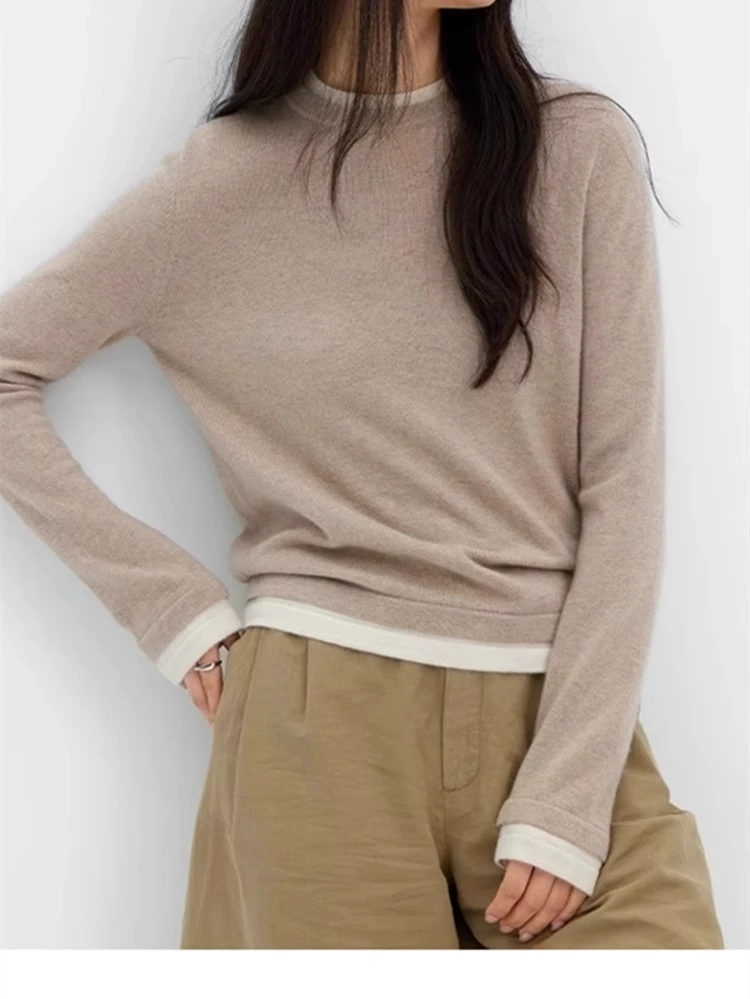 New Woman clothing 100% Cashmere Sweater O- Neck Long Sleeves Knitted Pullover Korean Style Oversized for Autumn and Winter top - AliExpress Sweaters&Jumpers