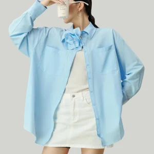 Ele Long Sve Women's irt 3D Flower Decoration Faionable Casual Loose Fit Polyester Blend Spring 2026 New Arrival - AliExpress Shirts & Blouses