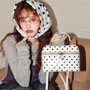 Chic Polka Dot Handbag Crossbody Bag Single Shoulder Korean Style Spring Summer Fashionable Ladies Bag Removable Strap - AliExpress Women's Handbags