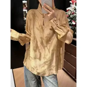 2026 Spring New Chinese Neck Jacquard Dark Shirt Women - AliExpress Shirts & Blouses