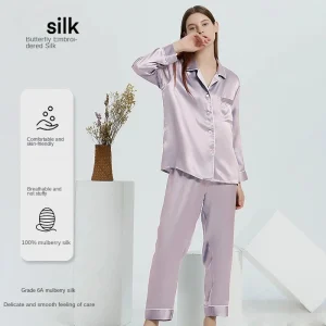 Women 30 Momme Mulberry Silk Pajama Set Long Sleeve Pants High End Outer Wearable Silk Loungewear All Season - AliExpress Women's Sleep & Lounge