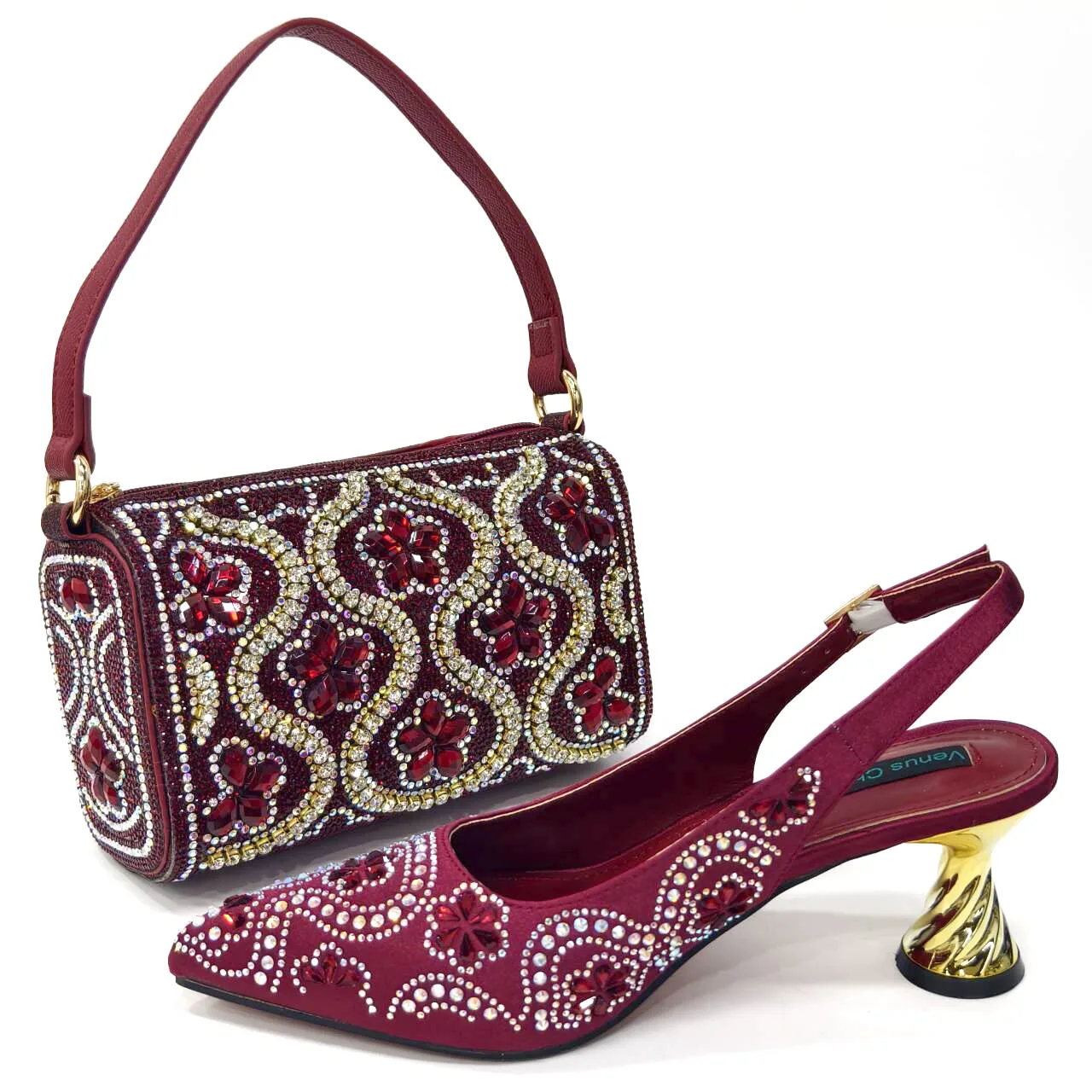 Ladies' elegant high heels bag set combination, diamond bucket bag. - AliExpress Women's Handbags