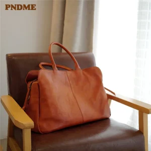 PNDME casual genuine leather men's women's travel bag weekend outdoor large-capacity soft real cowhide fitness bag big handbag - AliExpress Travel Bags