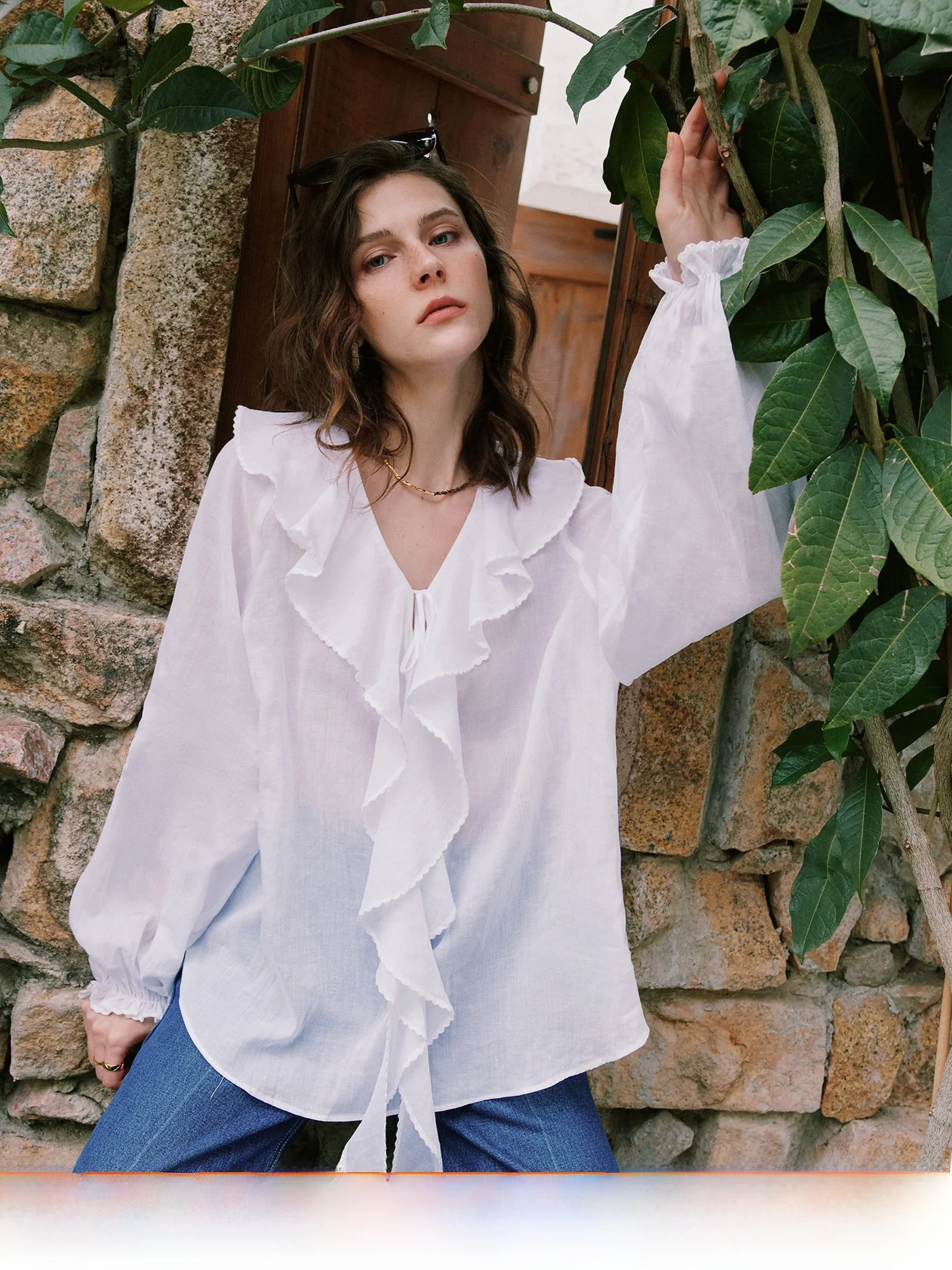 French Style Loose Fit Cotton Linen Shirt Women's Slimming Blouse with Lace Collar Bishop Sleeves Long Sleeve Mid-Length Coat - AliExpress Shirts & Blouses