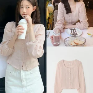 Sweet Style Long Sleeve Pearl Button Square Collar Lace Trim Shirt Zaenio Early Autumn New Arrival Women's Fashion Breathable... - AliExpress Shirts & Blouses