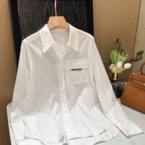 Comfortable High Quality Long Sleeve  Neck Women's Shirt Silk Glowing Cotton Business Casual White Shirt Breathable Loose... - AliExpress Shirts & Blouses