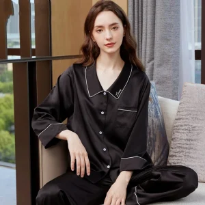 Classic Luxury Silk Pajamas Nightwear Women's 100% Mulberry Silk Long Sleeve Top & Pants Pajama Set Sleepwear for Spring & Fall - AliExpress Women's Sleep & Lounge