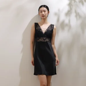 19MM 100% Mulberry Silk Sexy See Through Lace Tank Top Sleeping Dress Lingerie Black Sleeveless Night Dress Pajama Party Dress - AliExpress Women's Sleep & Lounge