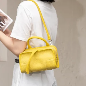 Genuine Cowhide Leather Mini Boston Bag for Women Top Handle Crossbody Bag with Zipper Closure Luxury Designer Messenger bags - AliExpress Women's Handbags