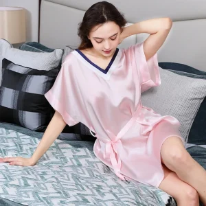 100% Mulberry Silk Women Nightgowns Chemise Sleepwear V Neck Belted Nightgown Intimate Summer Plus Size Mini Nightdress Lingerie - AliExpress Women's Sleep & Lounge