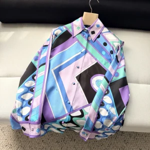 New fashionable French retro niche pop art geometric print shirt lazy style vacation fashion long sleeved top for women - AliExpress Shirts & Blouses