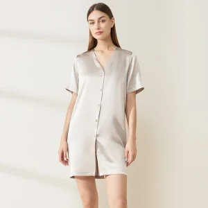 100% Mulberry Silk Nightshirt Dress Versatile Lounge Shirt Dress Summer Chemise Cardigan Nightdress Can Be Worn Inside and Out - AliExpress Women's Sleep & Lounge