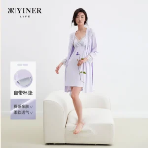 Women's summer lace camisole nightgown set with modal belt cup and bathrobe - AliExpress Women's Sleep & Lounge