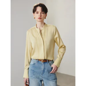 Pure Color Silk irt Women's Long Sve Stand Collar Spring Summer New Arrival Traditional Chinese Sle Faionable Ladies... - AliExpress Shirts & Blouses