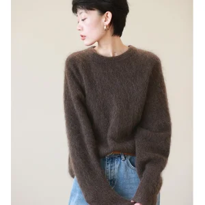 Ladies' round Ne Knitted Sweater Thiened Woolen Camere Loose Fit Retro Brown Coffee Color Winter New Sle Warm Thermal... - AliExpress Sweaters&Jumpers