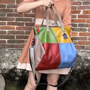 Ms. Splicing Contrast Color Women Handbag Head Layer Cowhide Shoulder Crossbody Bag Girl Travel Messenger Antiquing Storage Case - AliExpress Women's Handbags