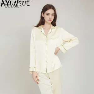 AYUNSUE 16MM 100% Mulberry Silk Sleepwear Women Spring Summer Clothes Womens Pajama Set Long Sleeve Top Casual Pants Pijama - AliExpress Women's Sleep & Lounge