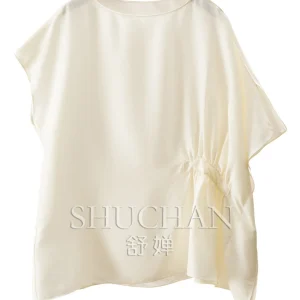 Blouse Designer Asymmetrical Profile Elastic Natural Silk Short Sleeve Shirt Women's 04X0 Blouse for Women - AliExpress Shirts & Blouses