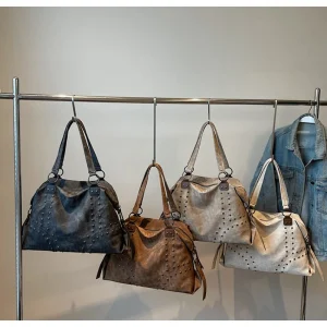 DHL30pcs Shoulder Bags Women PU Plain Large Capacity Rive Decoration Handbag - AliExpress Women's Handbags