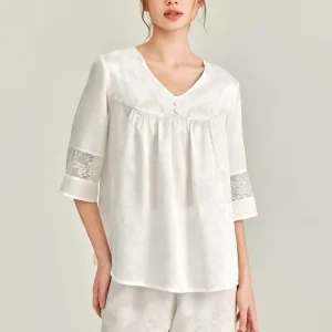 22MM 100% Real Mulberry Silk Palace Style Pijama Suit Loungewear Women's Pajamas Set Plus Size Jacquard Night Home Clothes PJs - AliExpress Women's Sleep & Lounge