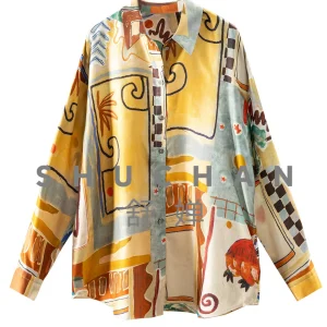 Oil Painting Art Loose Arc Pendulum Silk Twill Silk Lace-up Shirt Women 05M8 Womens Tops Blusa Feminina - AliExpress Shirts & Blouses