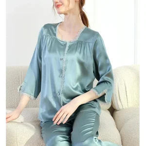 19MM 100% Mulberry Silk Women's Pijamas Set Lace Trim Pyjama Sleepwear Button Down Cardigan Pajama Suit Casual Loungewear Nighty - AliExpress Women's Sleep & Lounge