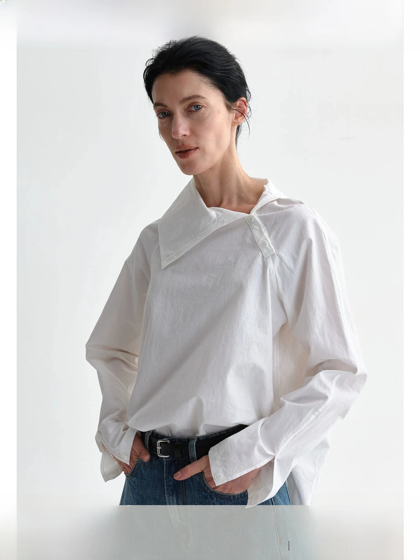 Planites Women's Long Sleeve Shirt Button Sand Wash Linen Breathable Diagonal Button-Up Shirt Commute Style Pure Color Warmth - AliExpress Shirts & Blouses