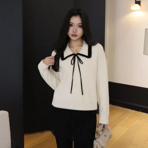 Lao Yang's Personal ME Girl Academy High amme Soft Faux Mink Knitted Sweater Casual Loose Fit Warm Long Sve Winter Top - AliExpress Sweaters&Jumpers