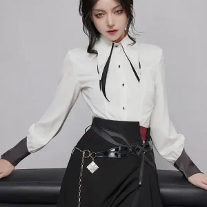 Official Arlecchino Long Sleeve Shirt Women Daily Lace Up Waist Cinching Shirt Lrreguar Skirt Cosplay Costume Brithday Gifts - AliExpress Shirts & Blouses