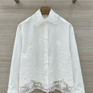 Women 100% Cotton Blouse Top Lace Patchwork Turn-down Collar Long Sleeve Single Breasted Loose Female Shirt - AliExpress Shirts & Blouses