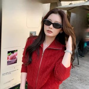 Maven Lin Woolen Knitted Zipper Sweater Women's Faion Casual Sle Stand Collar Open Cardigan Long Sve Warmth Clothing - AliExpress Sweaters&Jumpers