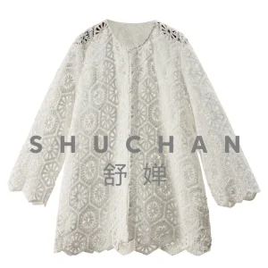 Exquisite Luxury Designer Loose Heavy Industry Hollow Crochet Cotton Cardigan Women 12M0 - AliExpress Shirts & Blouses