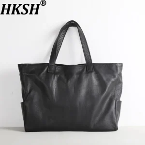 HKSH Men Original Top Layer Handbag Genuine Leather Shoulder Bag Laptop Women Chic Ins Vibe Fashion Vintage Avant-Garde HK18372 - AliExpress Travel Bags