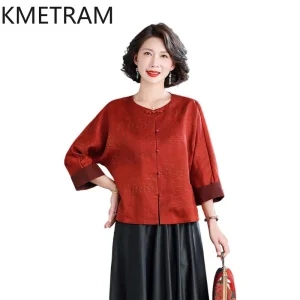KMETRAM 100% Mulberry Silk Women Shirt 2026 Spring Retro Chinese-style Three Quarter Sleeve Shirts Woman Clothing Blusa Feminina - AliExpress Shirts & Blouses