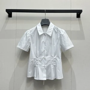 Slimming Short Sleeve Shirt Women's Fashionable Letter Logo Decoration Turn-down Collar Versatile Top Commute Style Pure Cotton - AliExpress Shirts & Blouses