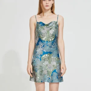 Luxury Printing 100% Mulberry Silk Sleep Mini Dress Women's V Neck Slip Nightdress Sexy Lingerie Nighties Nightgown Loungewear - AliExpress Women's Sleep & Lounge