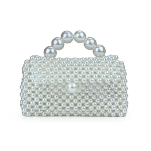 Small niche design versatile handmade bead imitation pearl handbag, daily portable acrylic women's bag - AliExpress Women's Handbags